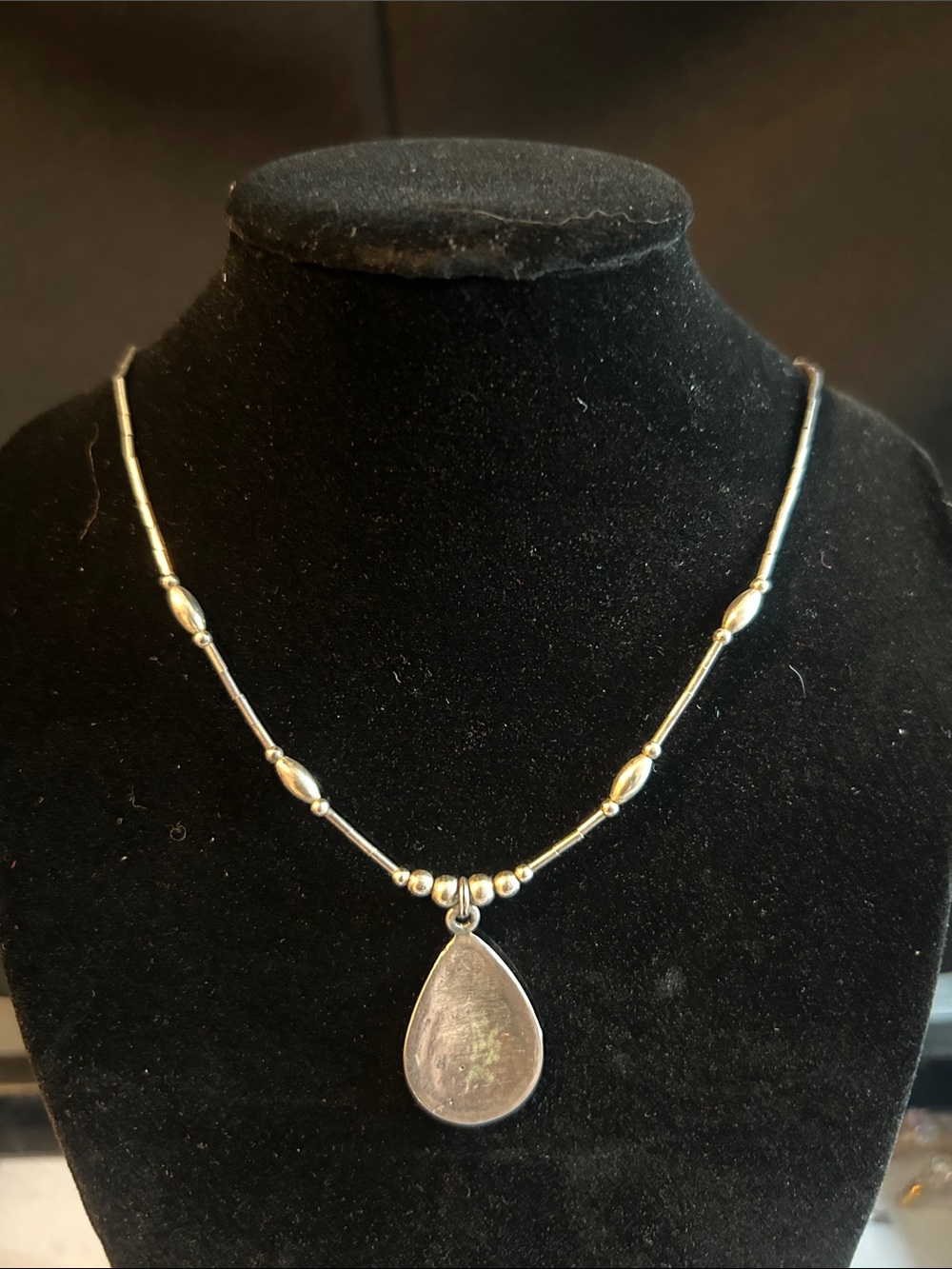 Sterling Silver Teardrop Turquoise Pendant Necklace - Women Jewelry - Picture 2 of 2